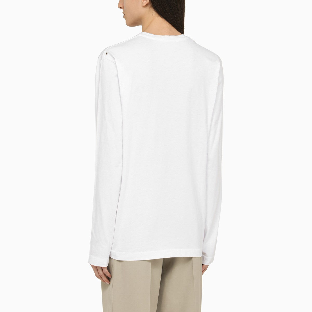 Sportmax White cotton long-sleeved T-shirt