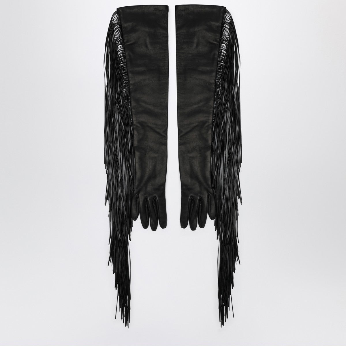 Sportmax Long black gloves with fringes