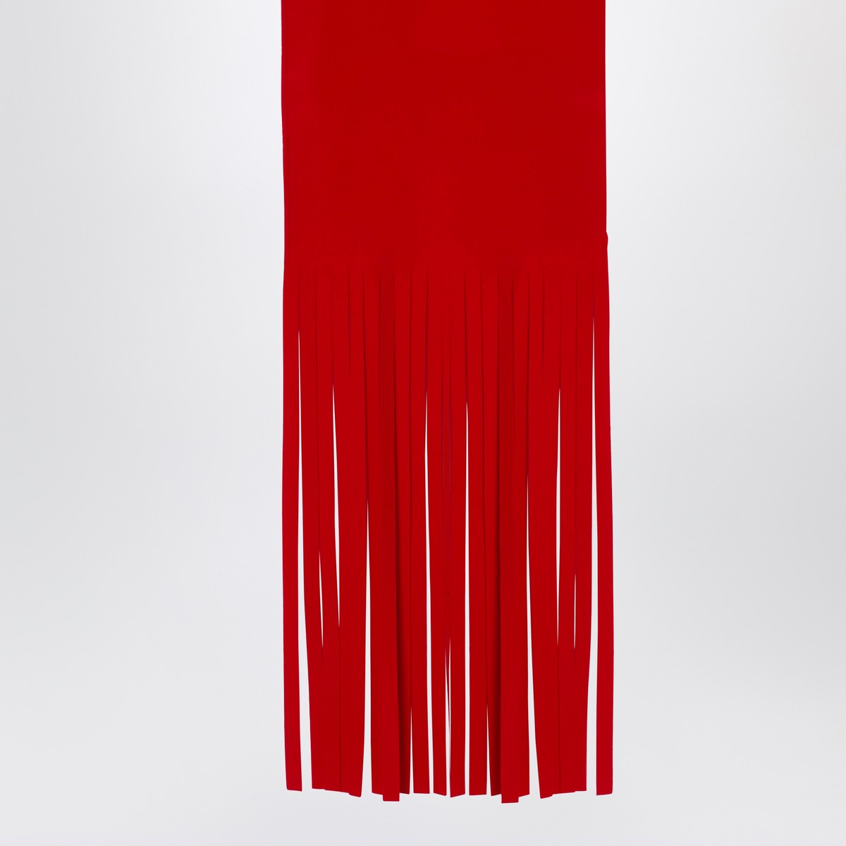 Sportmax Red Wool Scarf with Fringes