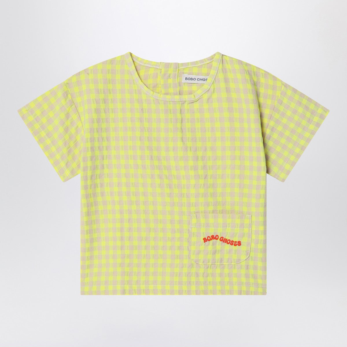 Bobo Choses Yellow blouse in Vichy fabric