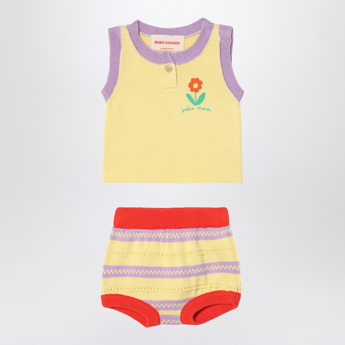 Bobo Choses Two-piece set light yellow with flower