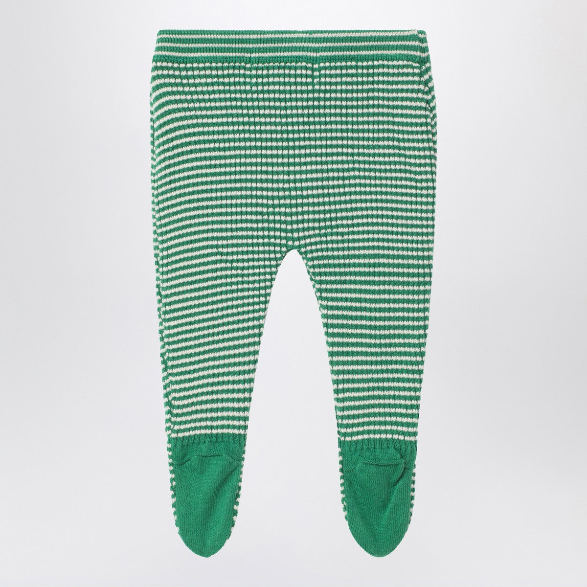 Bobo Choses Green/white Race Car footed leggings