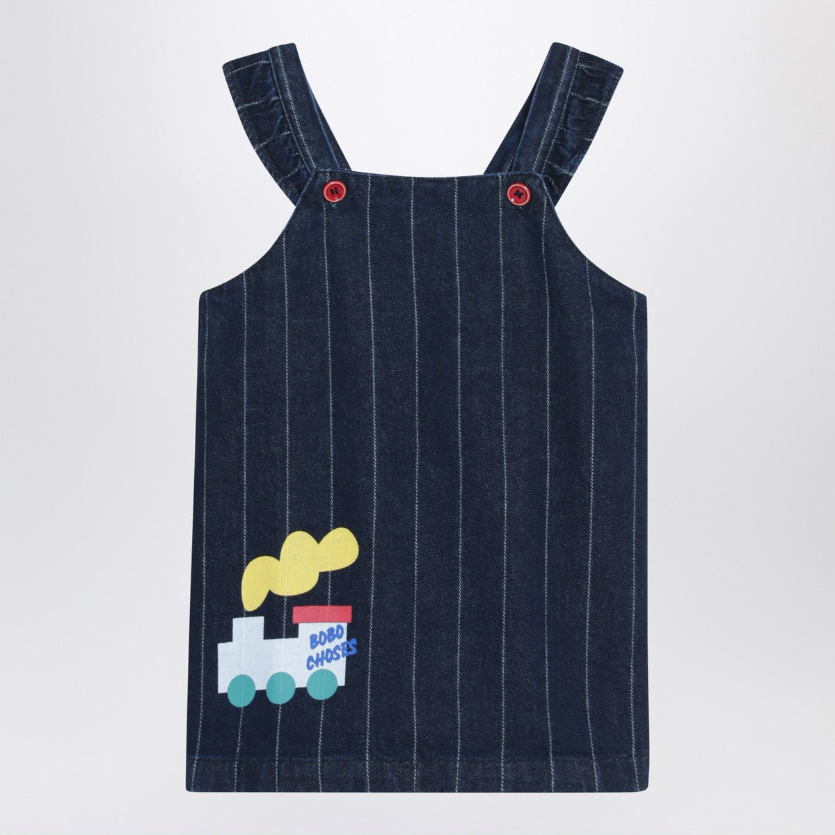 Bobo Choses Navy blue denim dress with train