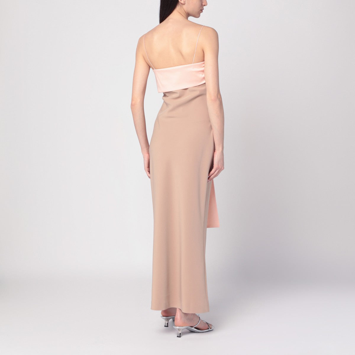 BERNADETTE Beige/pink Bart dress with oversized bow