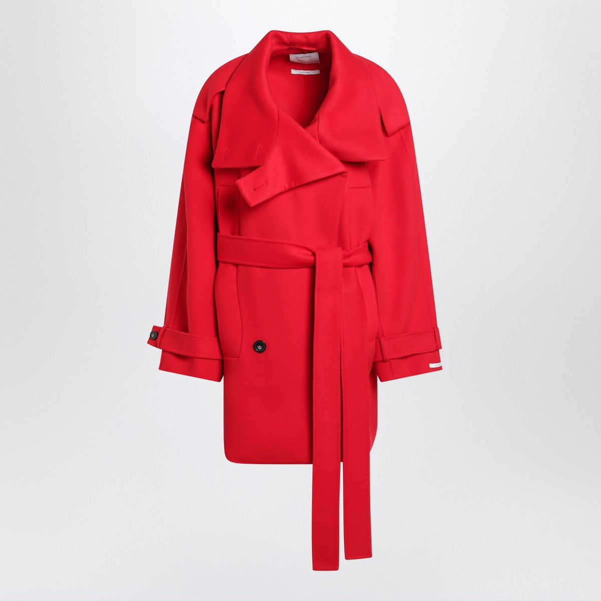 Sportmax Short red wool trench coat