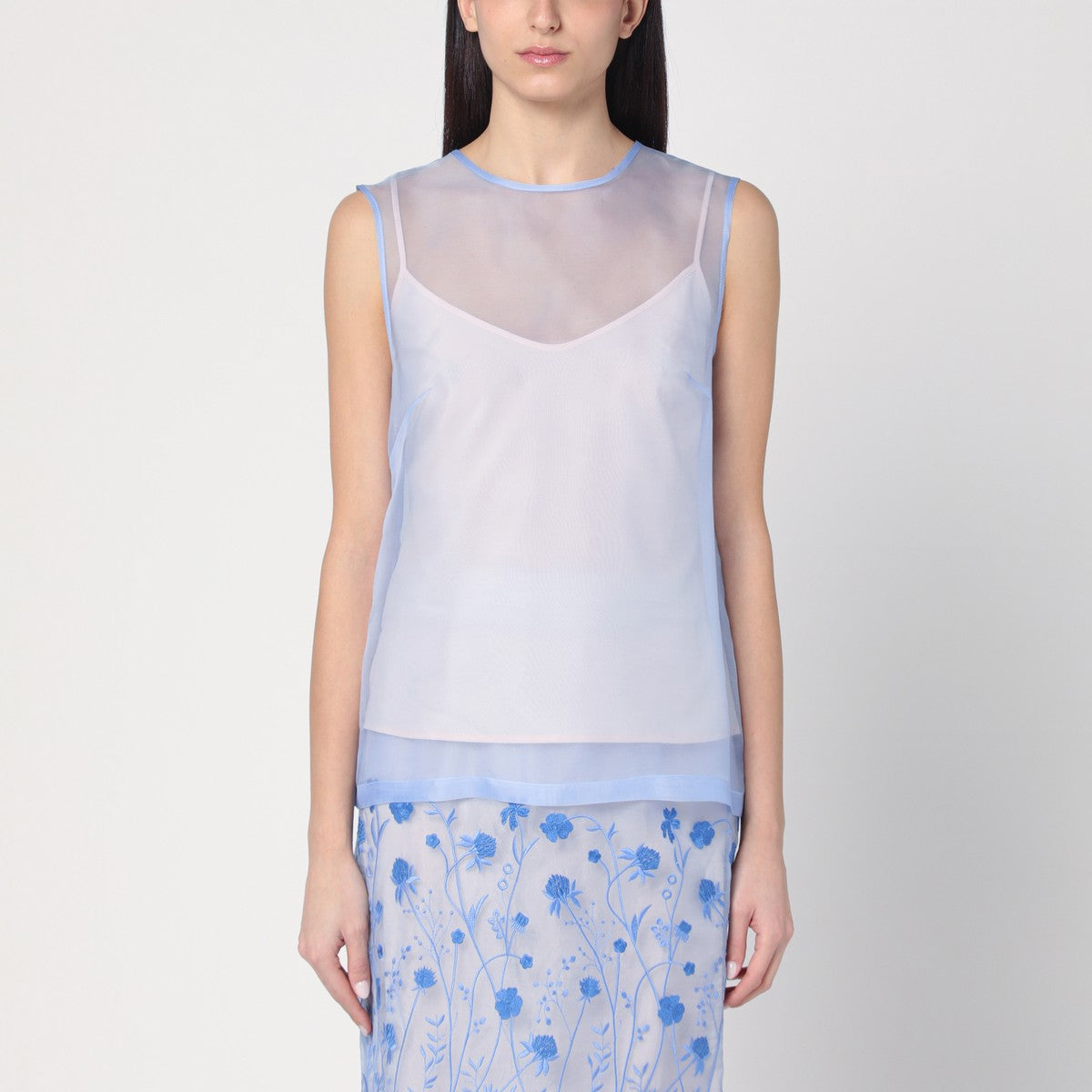 P.A.R.O.S.H. Sky blue tank top in silk