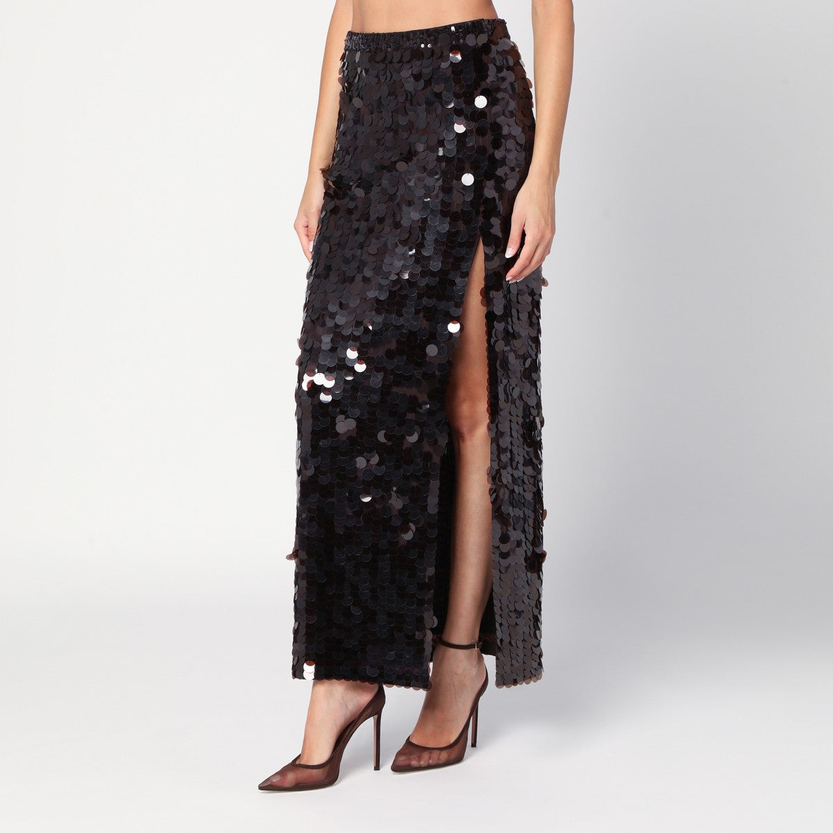 P.A.R.O.S.H. Black sequin pencil skirt