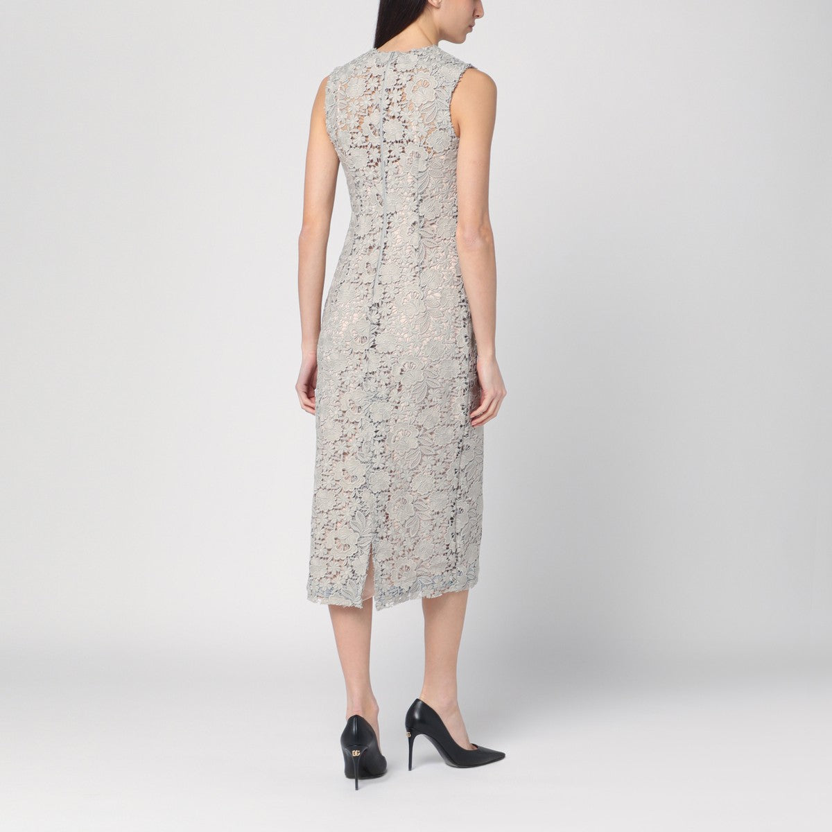 P.A.R.O.S.H. Light grey lace midi dress
