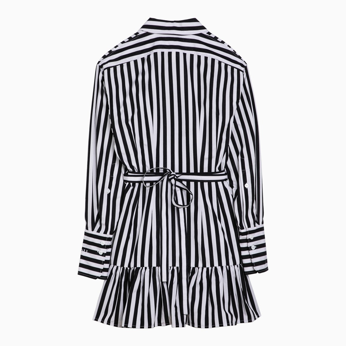 Patou Black/white striped cotton mini chemisier dress