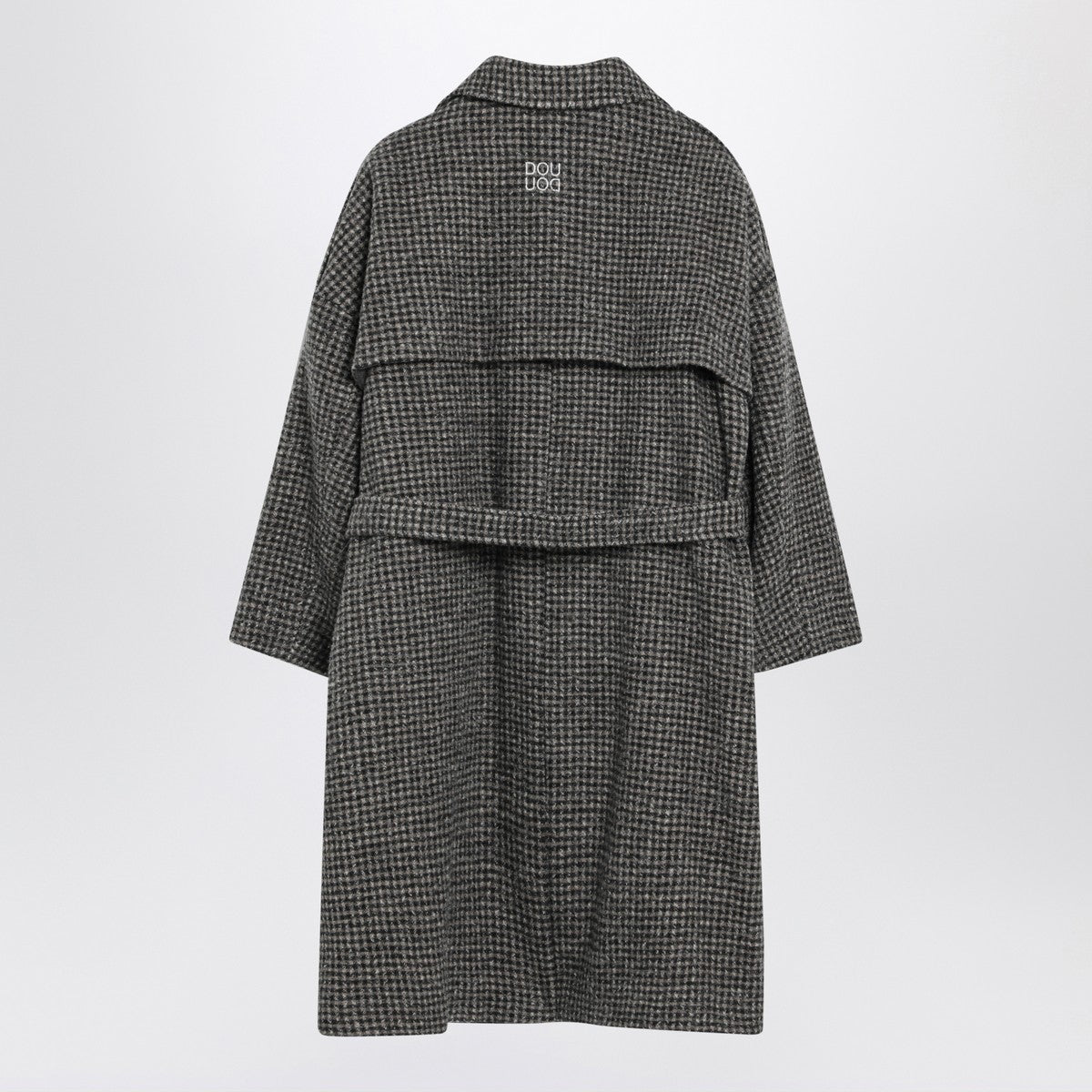 Douuod Ebony/beige checked wool coat