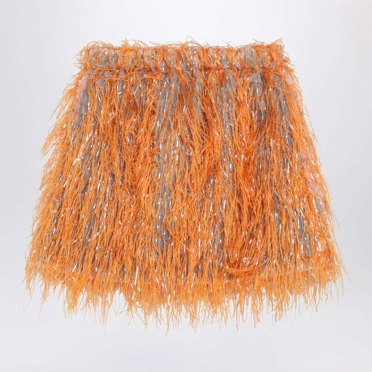 Douuod Orange Maracaibo skirt with feathers