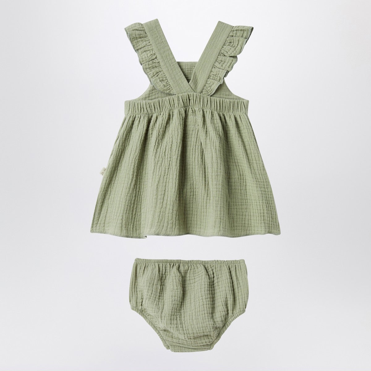 Teddy & Minou Sage green dress with ruffles