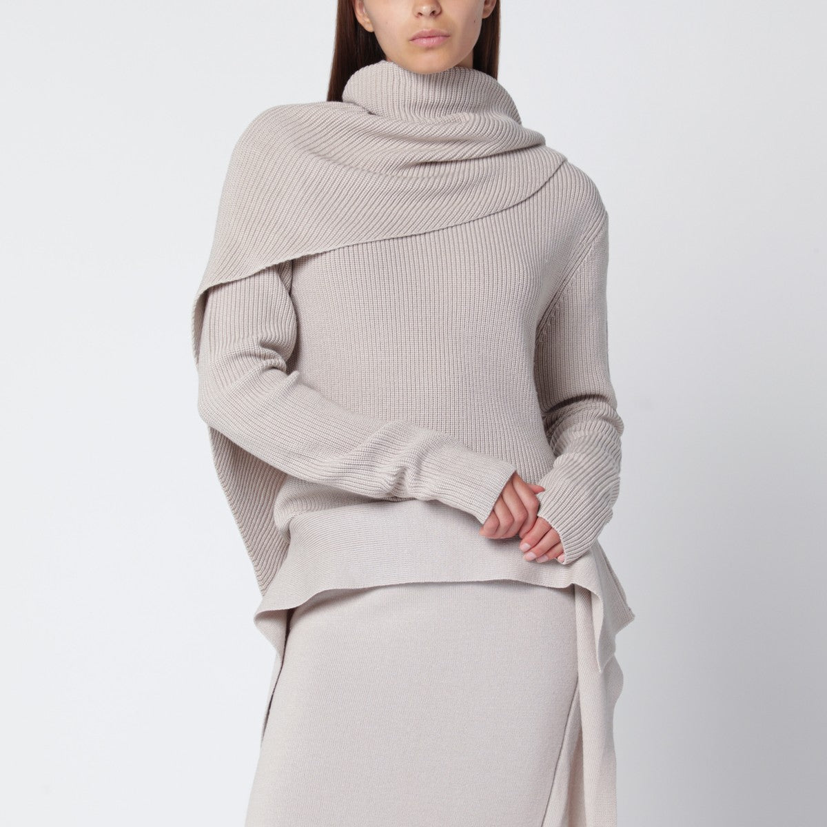 Entire Studios Light beige wool cape sweater