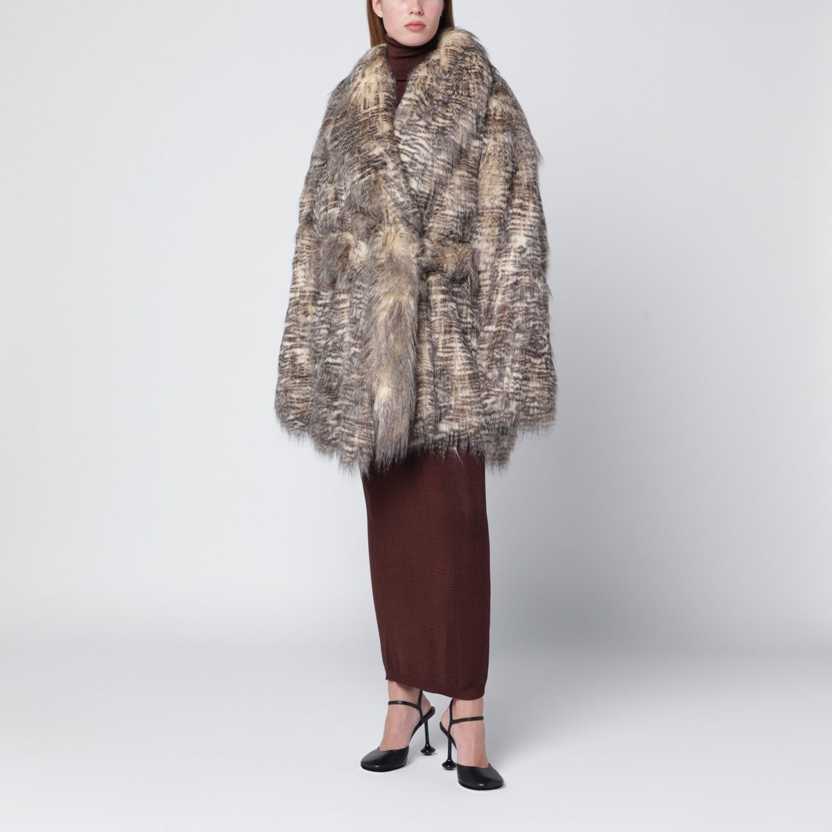 Entire Studios Juno faux fur coat with belt