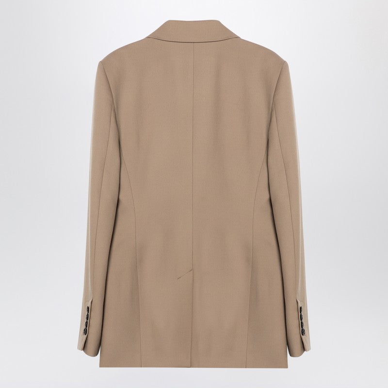 Ami Paris Sand-coloured double-breasted jacket in wool