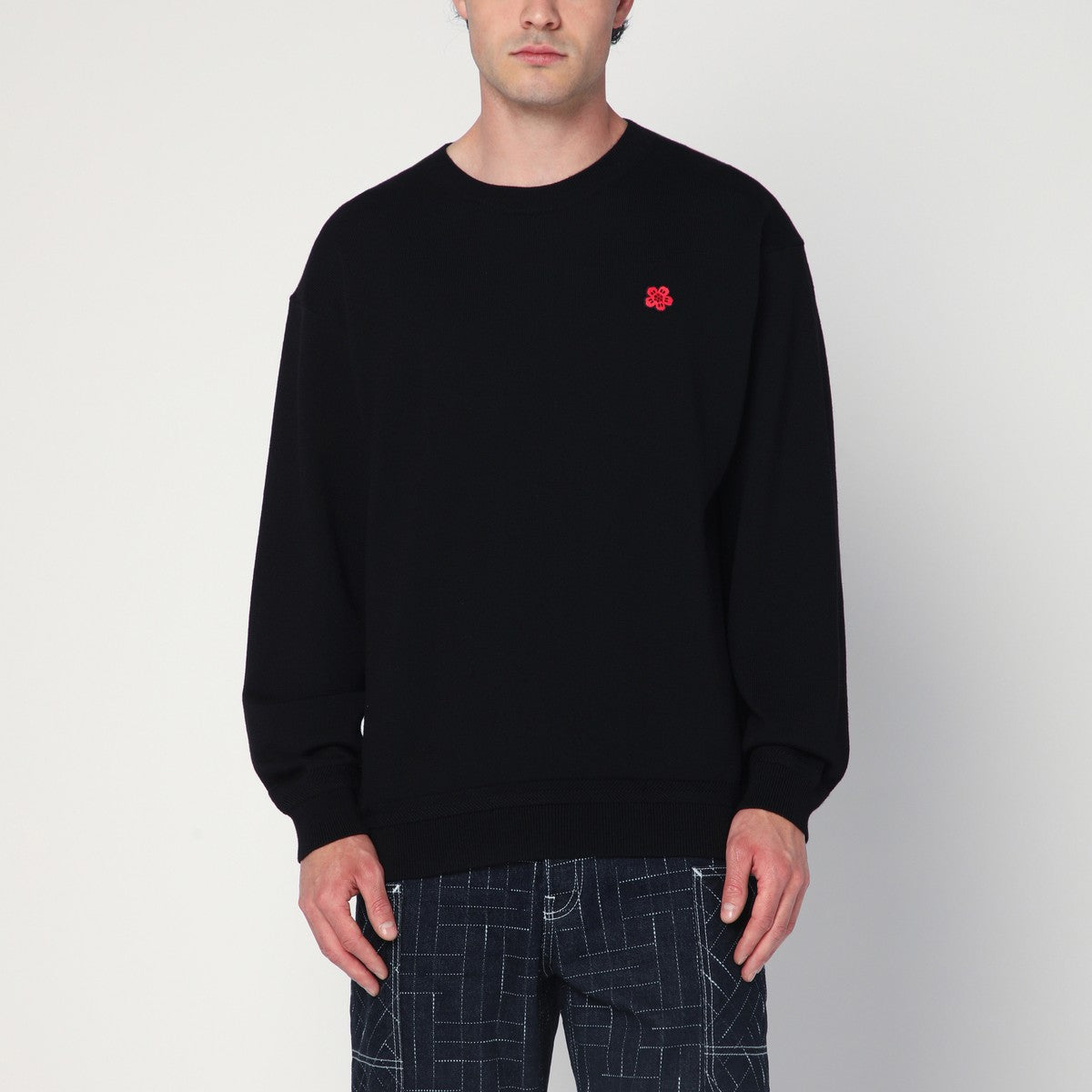 KENZO Black wool crew neck sweater
