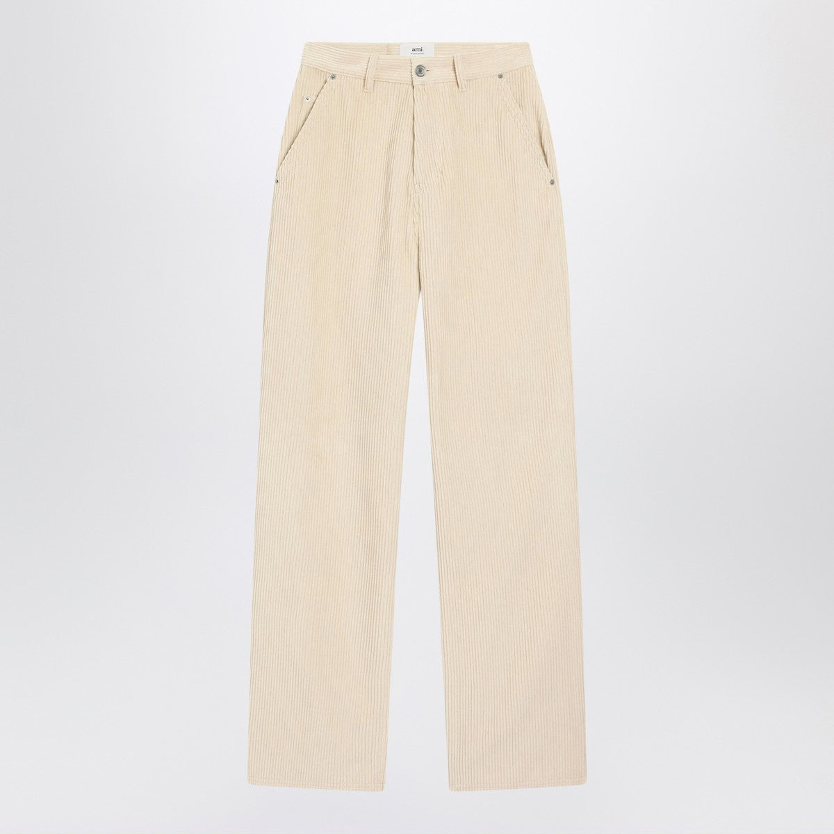 Ami Paris Ivory corduroy trousers