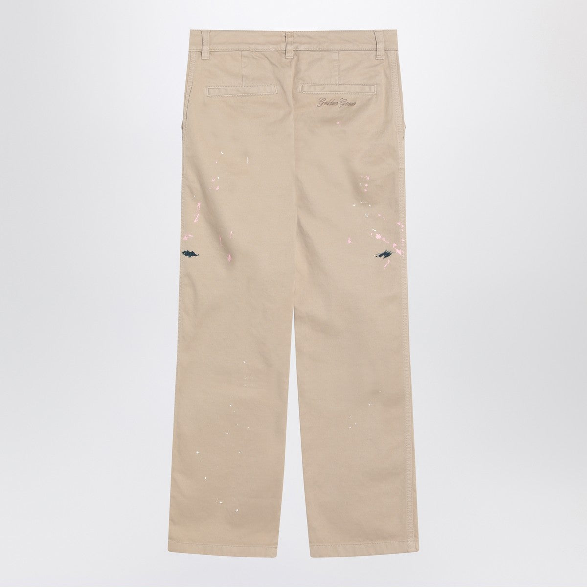 Golden Goose Beige trousers with splatter details