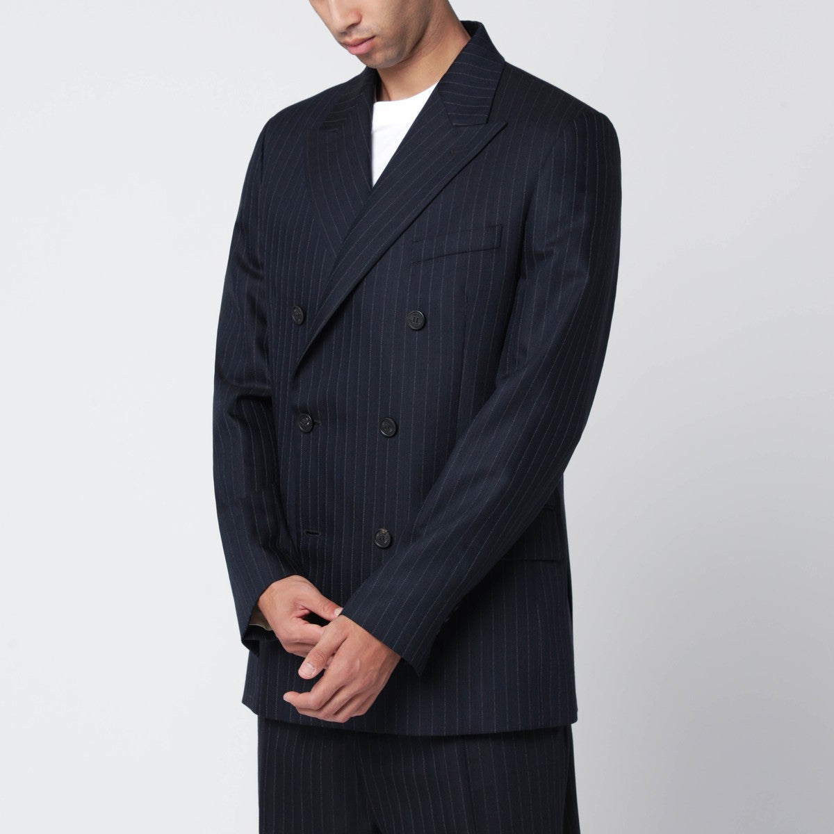 Golden Goose Navy blue pinstripe double-breasted jacket