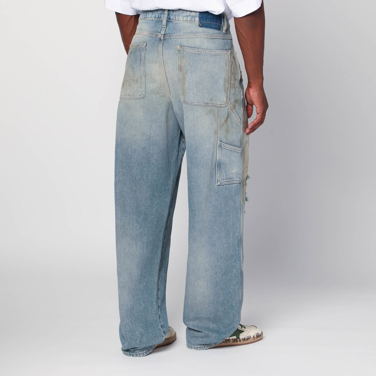 Golden Goose Light blue jeans with sand wash distressed effect