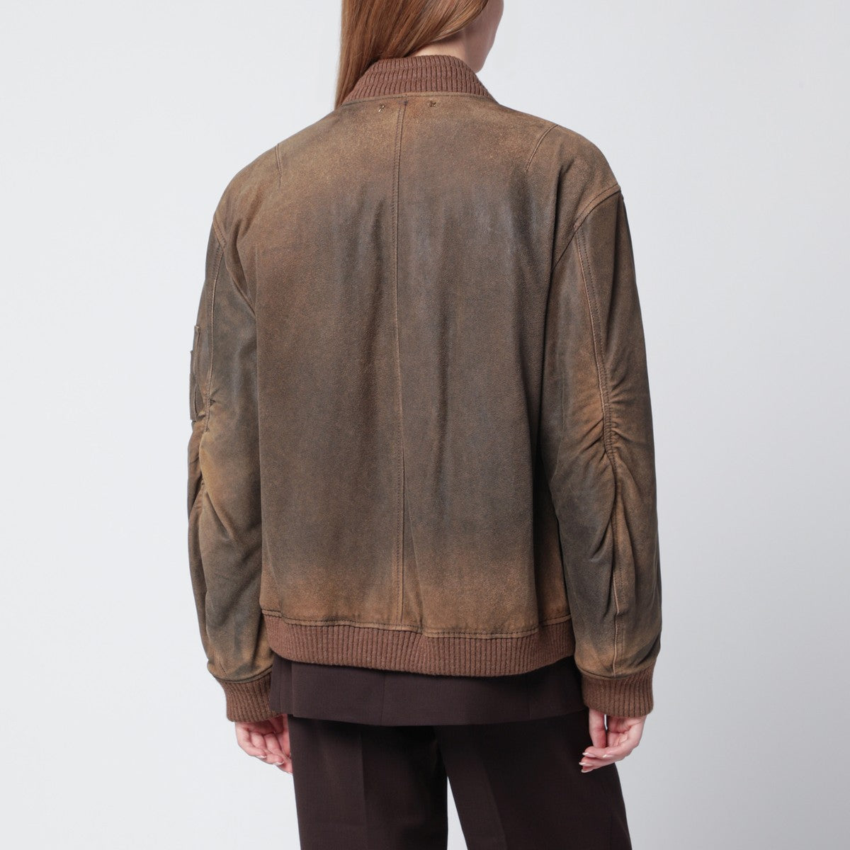 Golden Goose Vintage-effect brown bomber