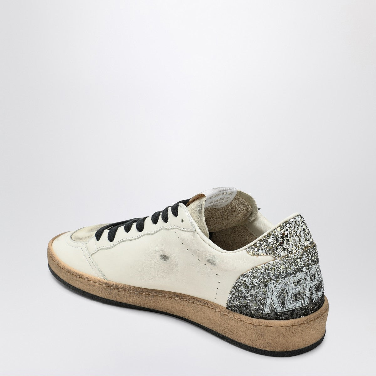 Golden Goose Silver/white Ballstar sneaker with glitter
