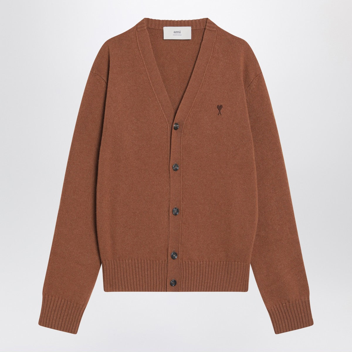 Ami Paris Hazelnut-coloured Ami De Coeur cardigan