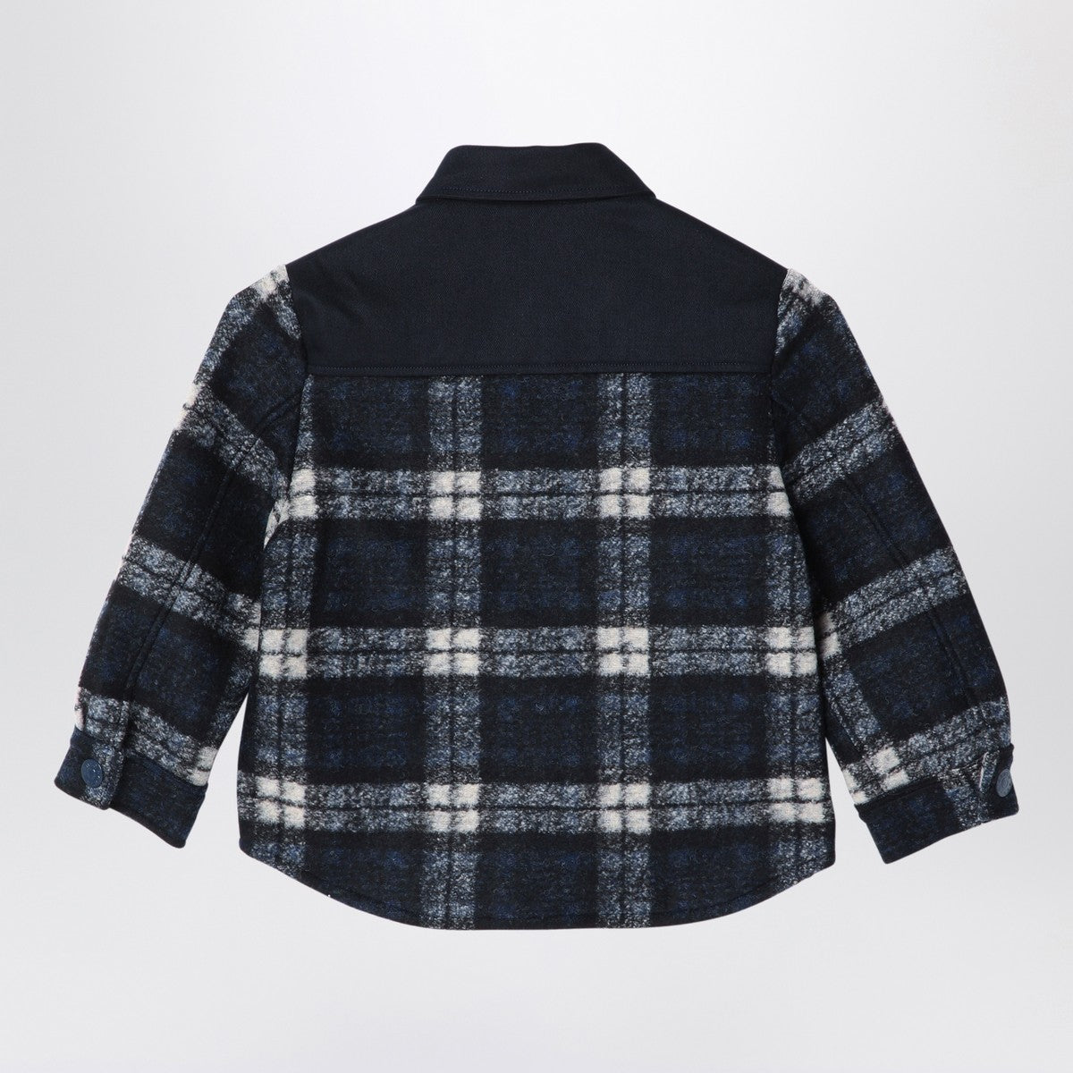 KENZO Navy blue chequered shirt in wool blend