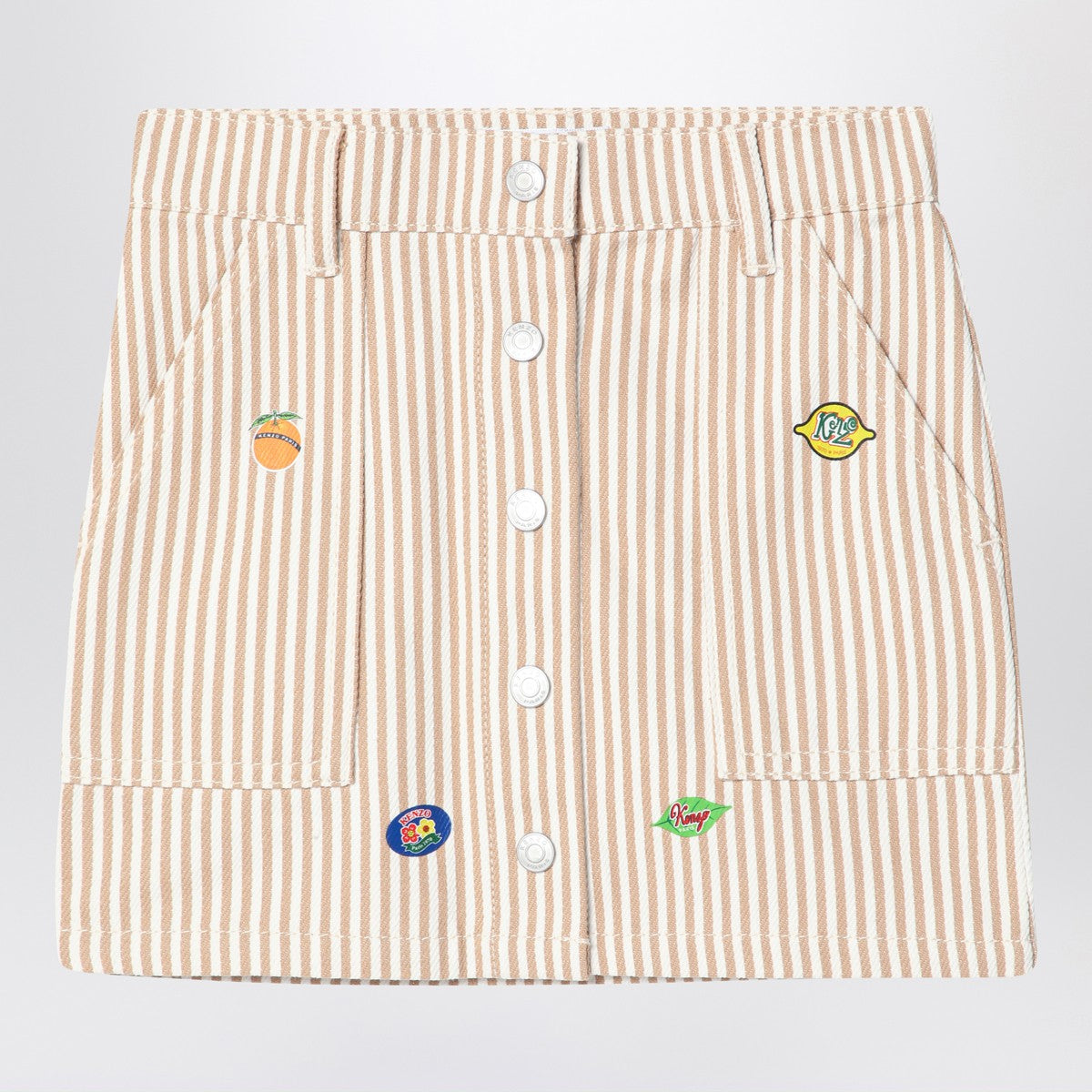 KENZO White/sand striped mini skirt
