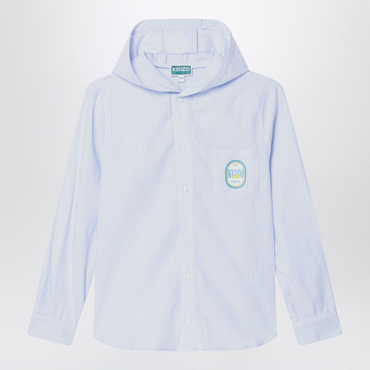 KENZO Hooded striped shirt in cotton