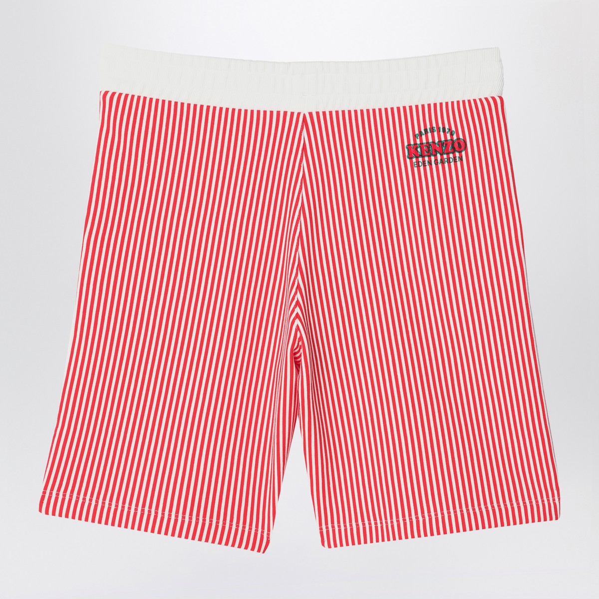 KENZO Red/white striped Bermuda shorts in cotton