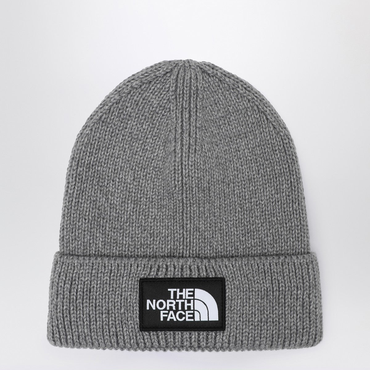 The North Face Grey beanie with logo patch