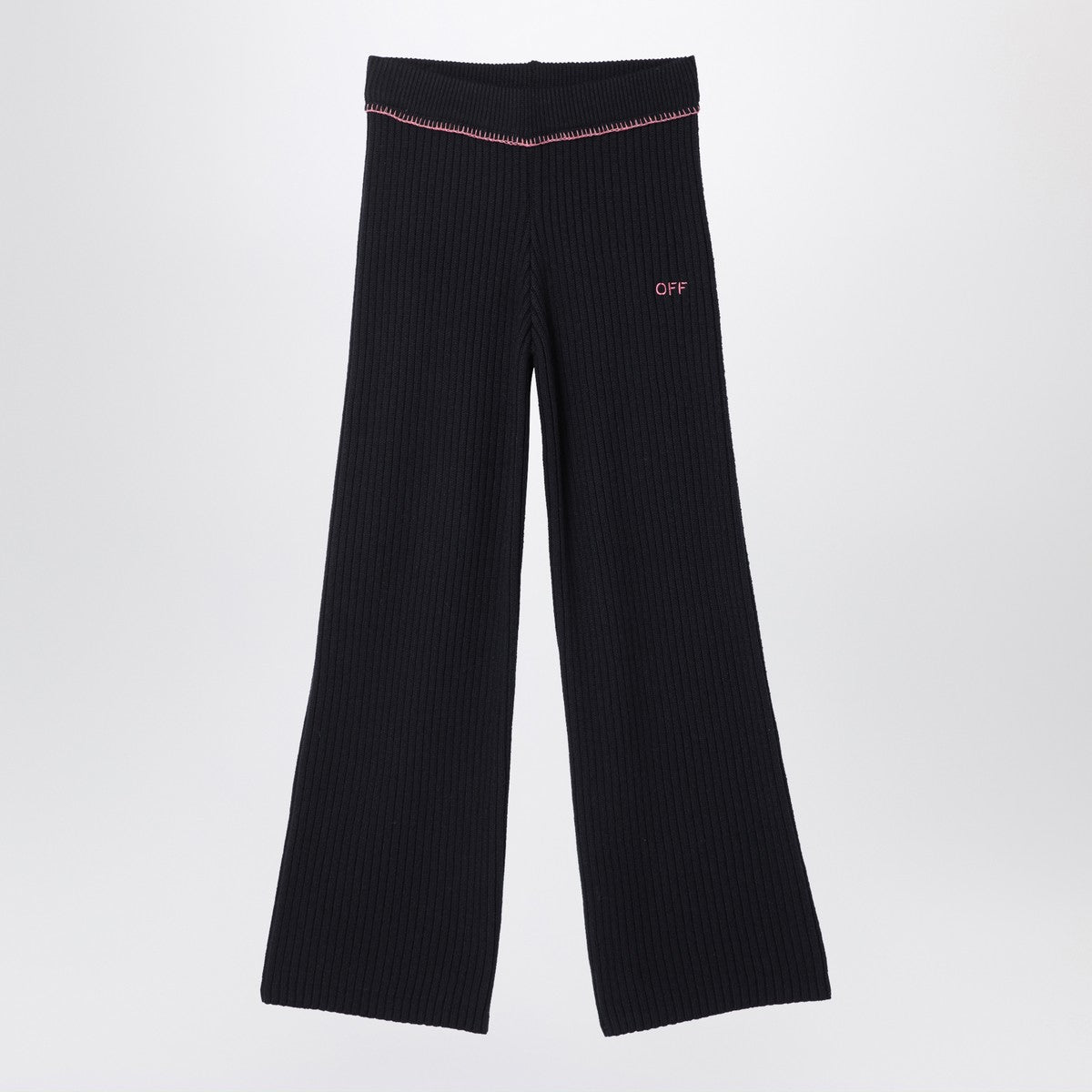 Off White Off-White™ Black ribbed trousers with logo