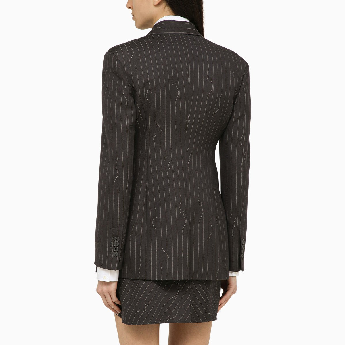Off White Off-White™ Grey single-breasted pinstripe jacket in wool blend