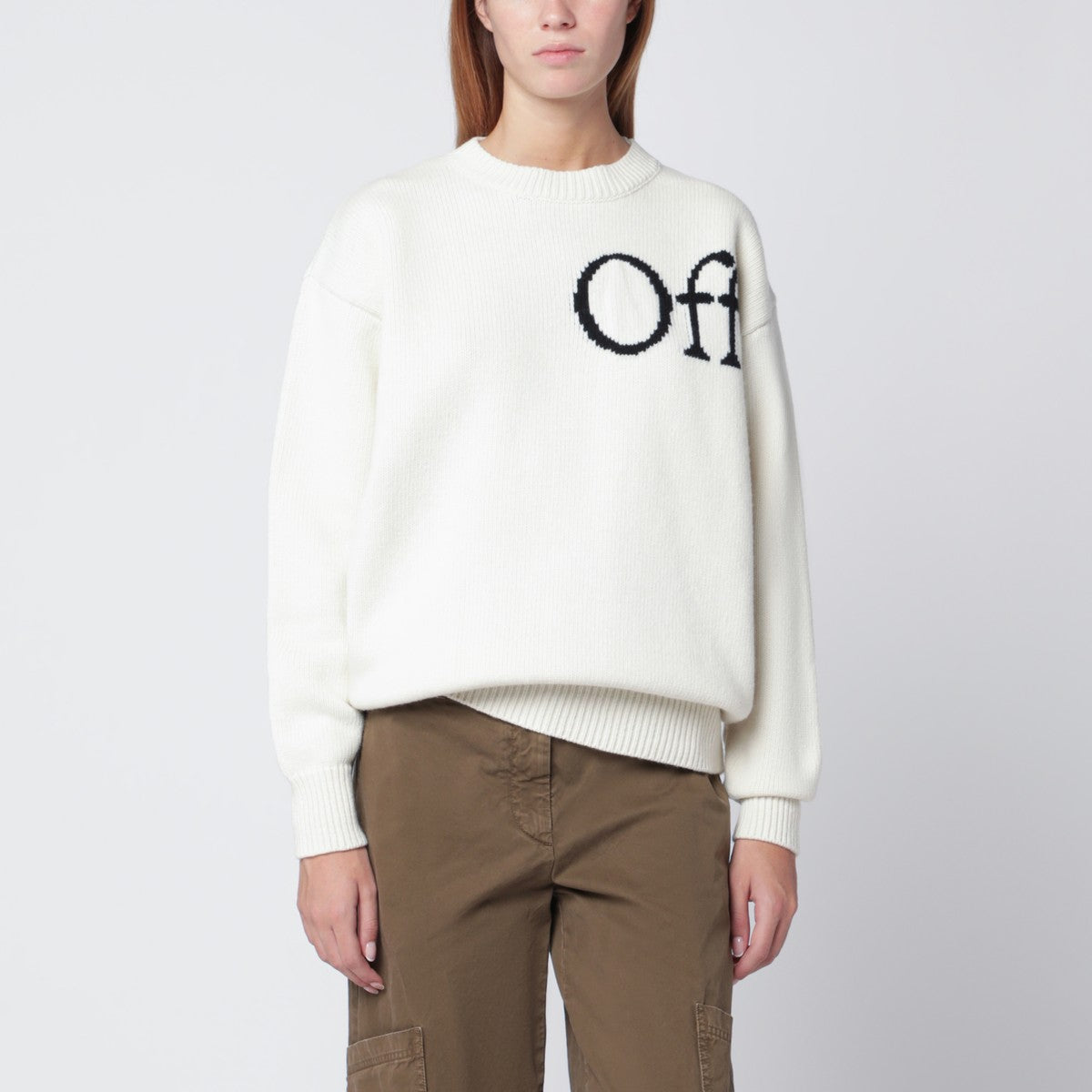 Off White Off-White™ White sweater with logo intarsia