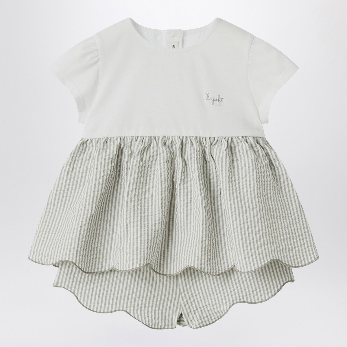 Il Gufo Granite-coloured outfit in jersey and seersucker