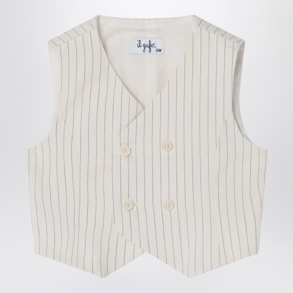 Il Gufo Double-breasted vest in pinstriped cotton