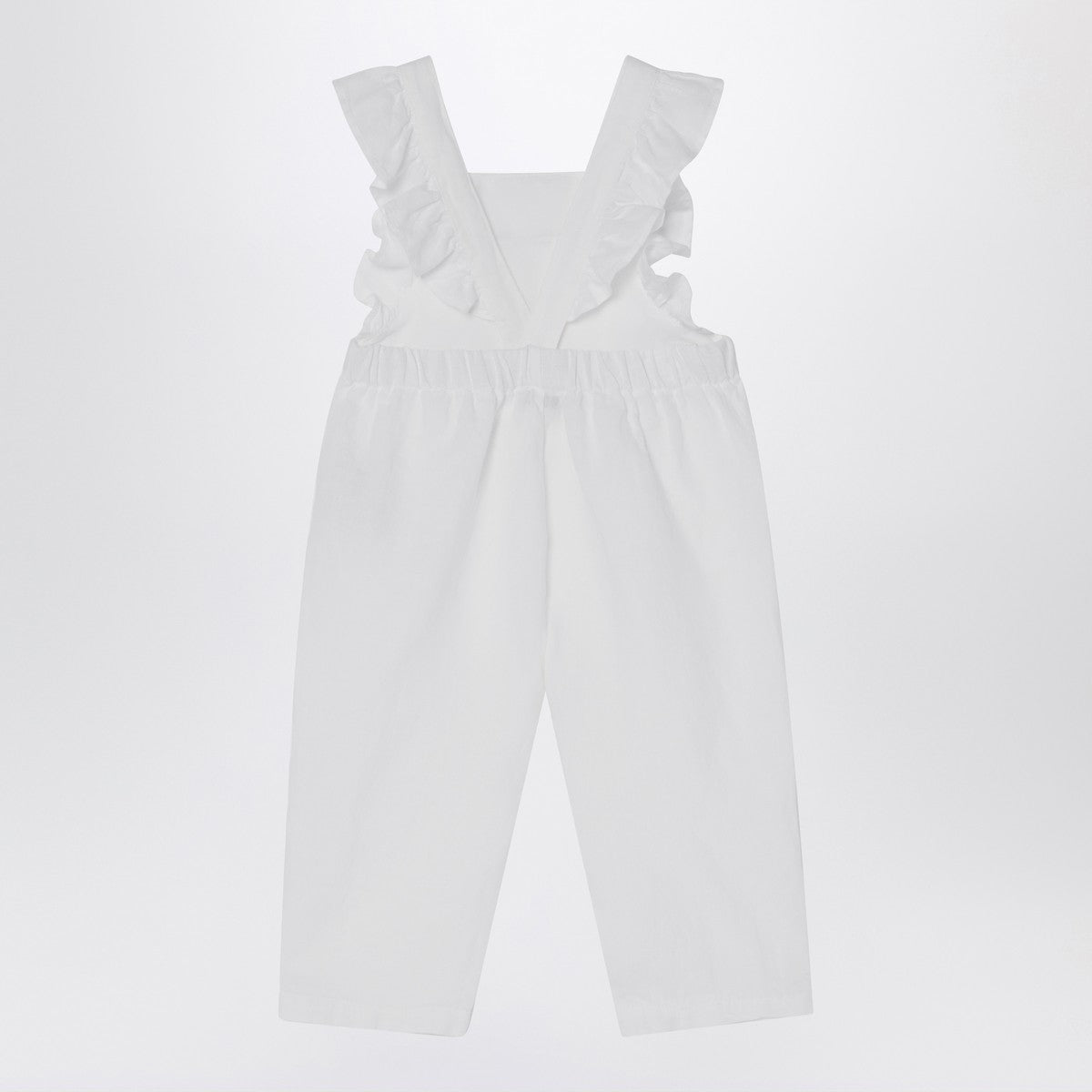 Il Gufo White linen overall with ruffles