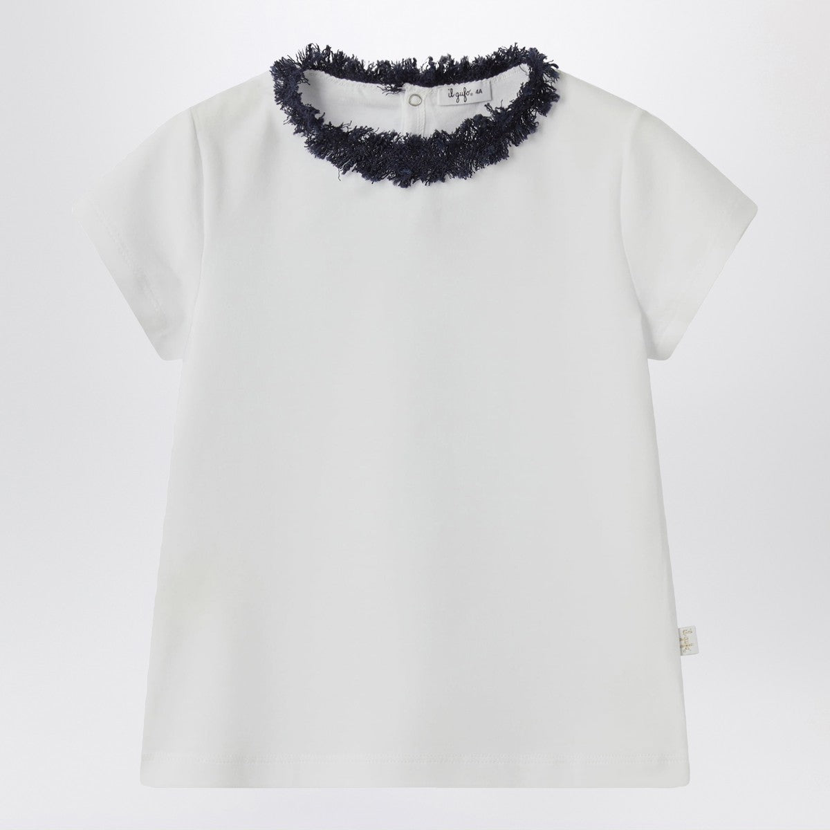 Il Gufo White T-shirt with frayed neckline