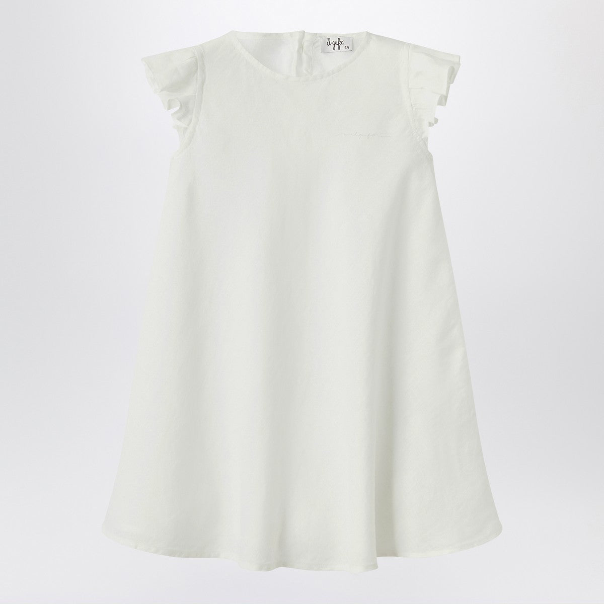 Il Gufo White linen dress with ruffles