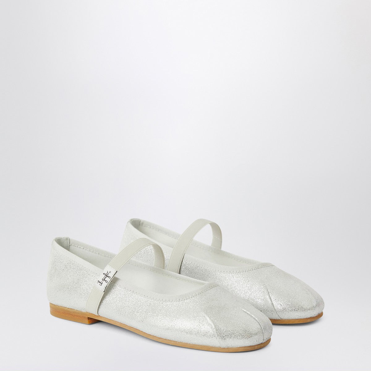 Il Gufo Silver ballet flats with elastic strap