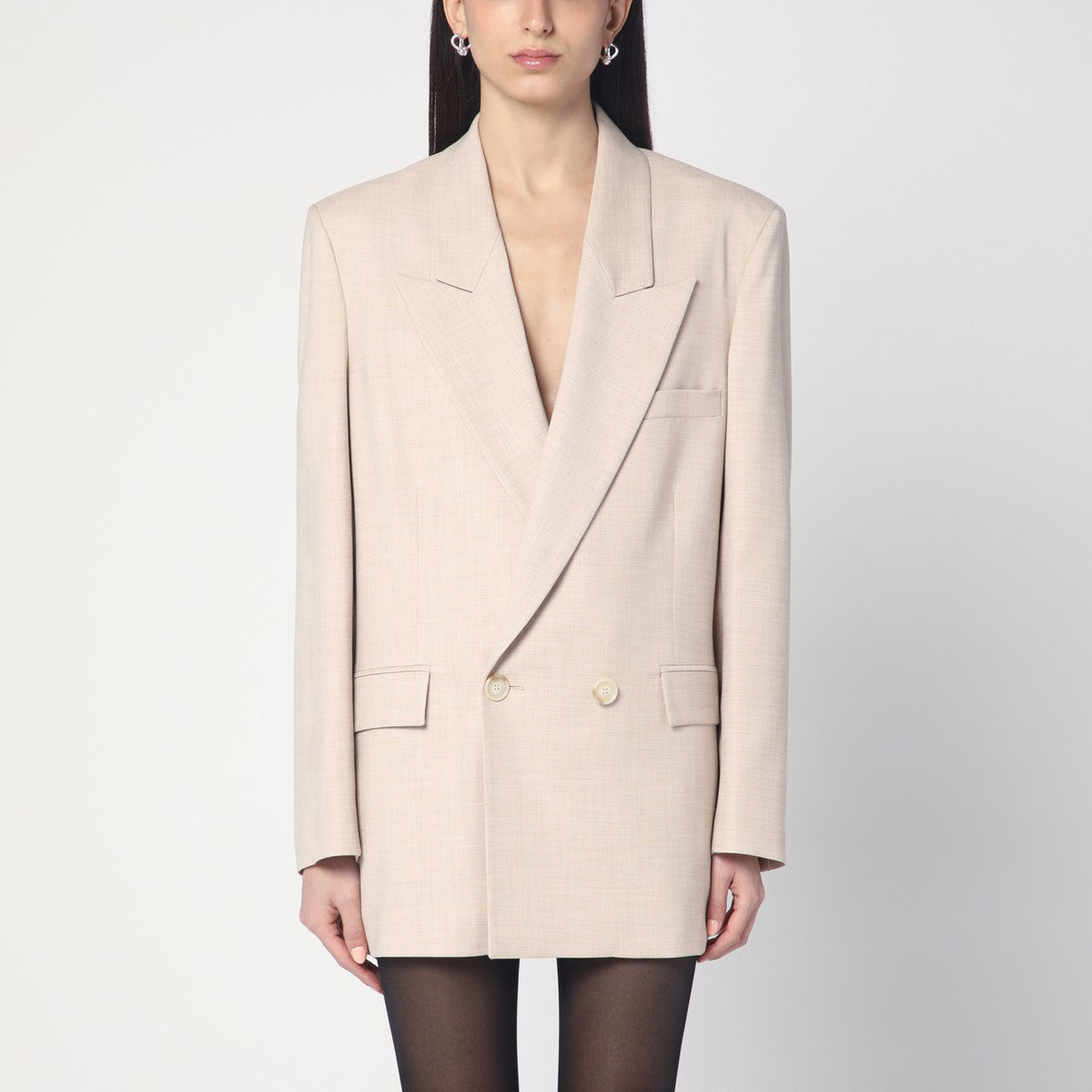 THE ANDAMANE Double-breasted sand-coloured jacket