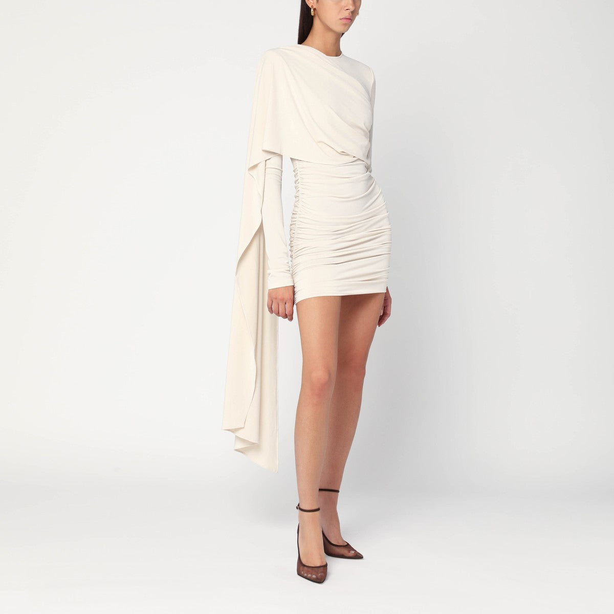 THE ANDAMANE Xenia ivory mini dress