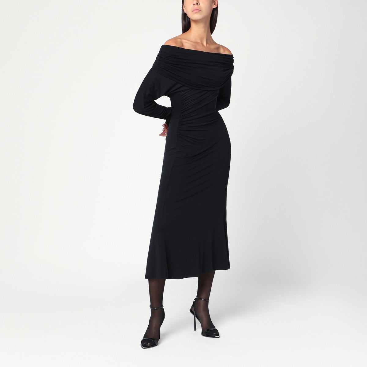 THE ANDAMANE Black Zoe midi dress