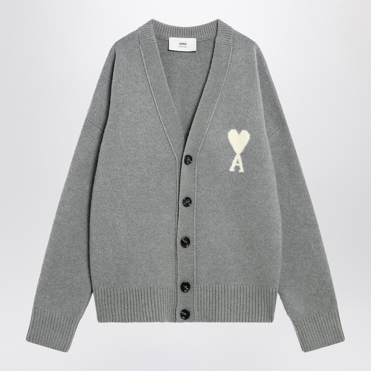 Ami Paris Light gray wool cardigan Ami De Coeur