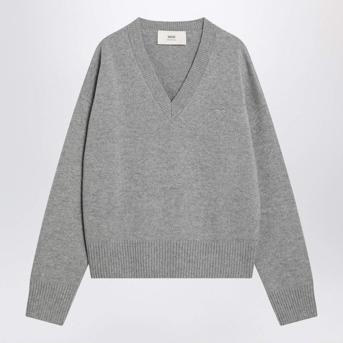 Ami Paris Grey Ami de Coeur sweater in wool and cashmere