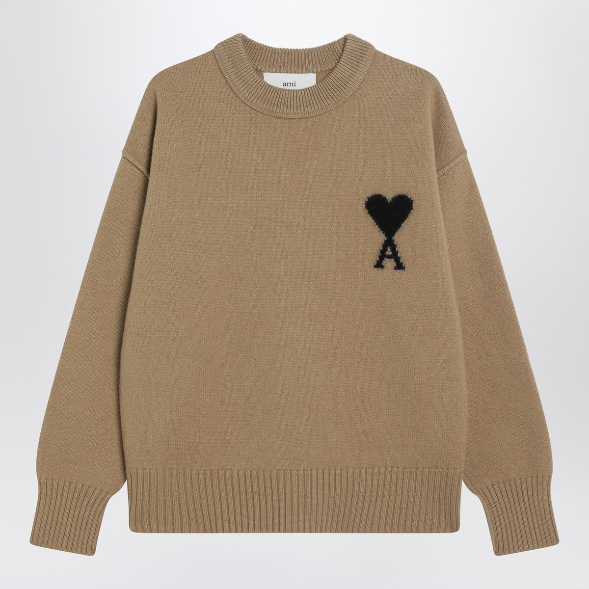 Ami Paris Camel Ami De Coeur sweater in wool