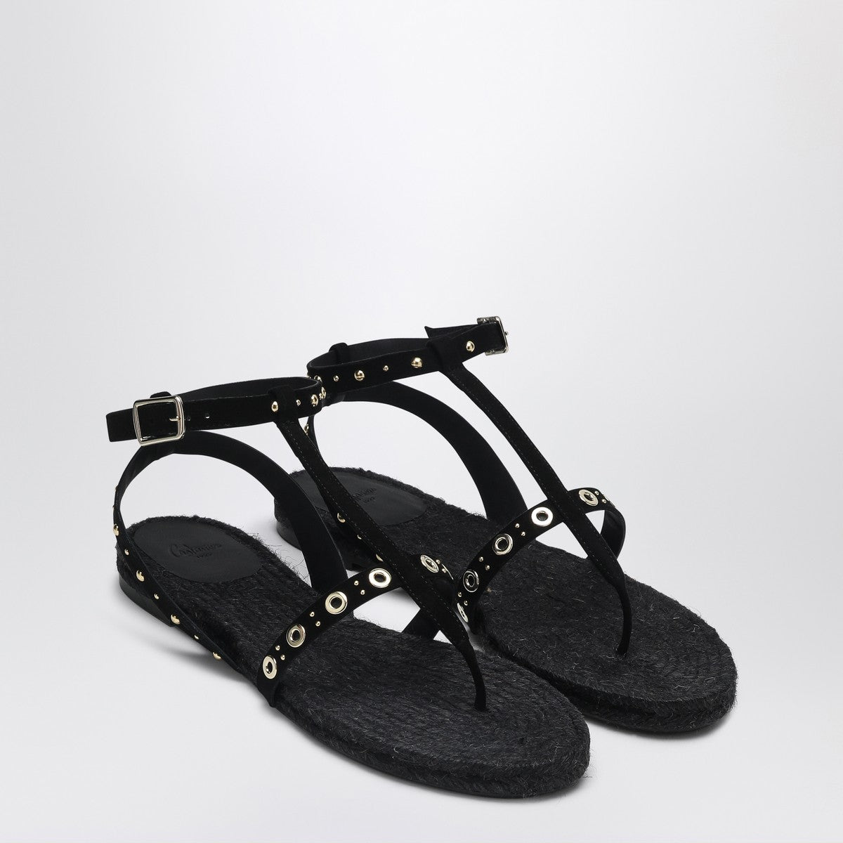 Castañer Low-heeled black Pati with studs
