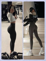 Yoga Pants - Cropped High-waisted Seamless Solid Color Yellow-brown