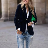 Women's Solid Color Notch Lapel Blazer - Slim Fit Long Sleeve Formal Jacket, Autumn&Winter Elegant Office Wear